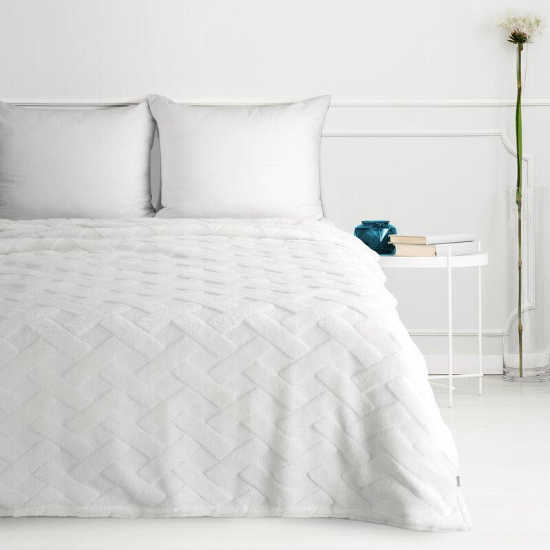 Koc D91 CARO biały 200 X 220 CM – puszysty i miękki