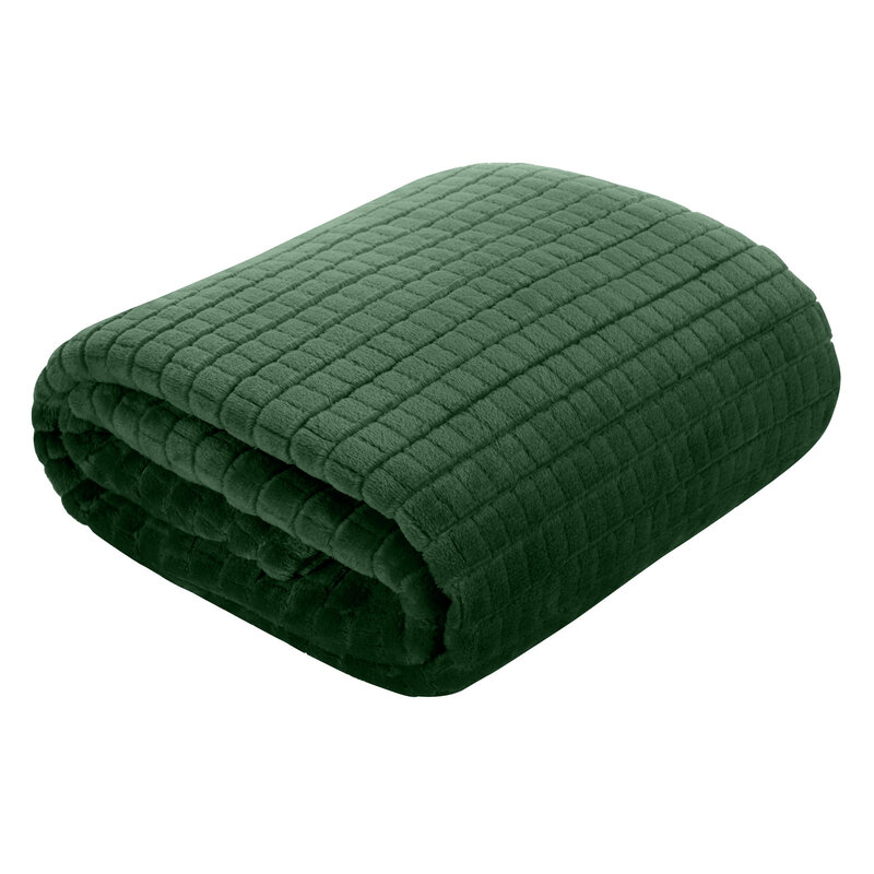 Koc flanelowy Cindy2 ciemnozielony 200 x 220 cm – otuli ciepłem