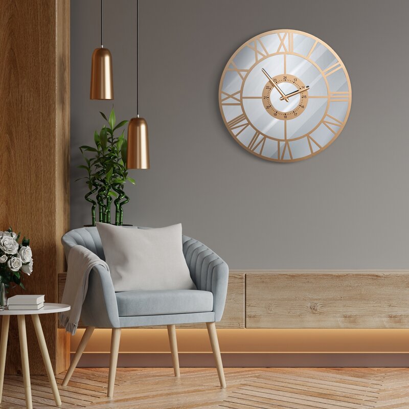Zegar ścienny złoty O 60 x 5 cm – stylowy akcent w salonie