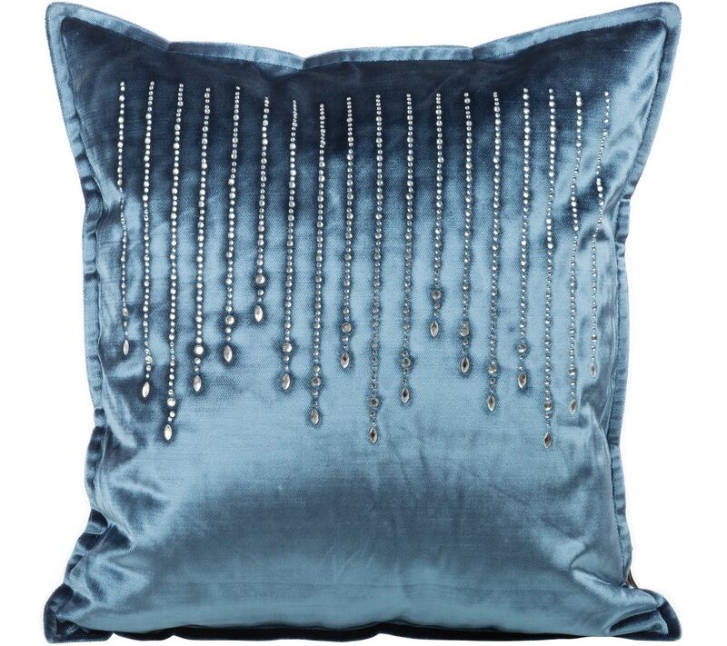 Poszewka velvet niebieska 45 x 45 cm – doda blasku wnętrzu