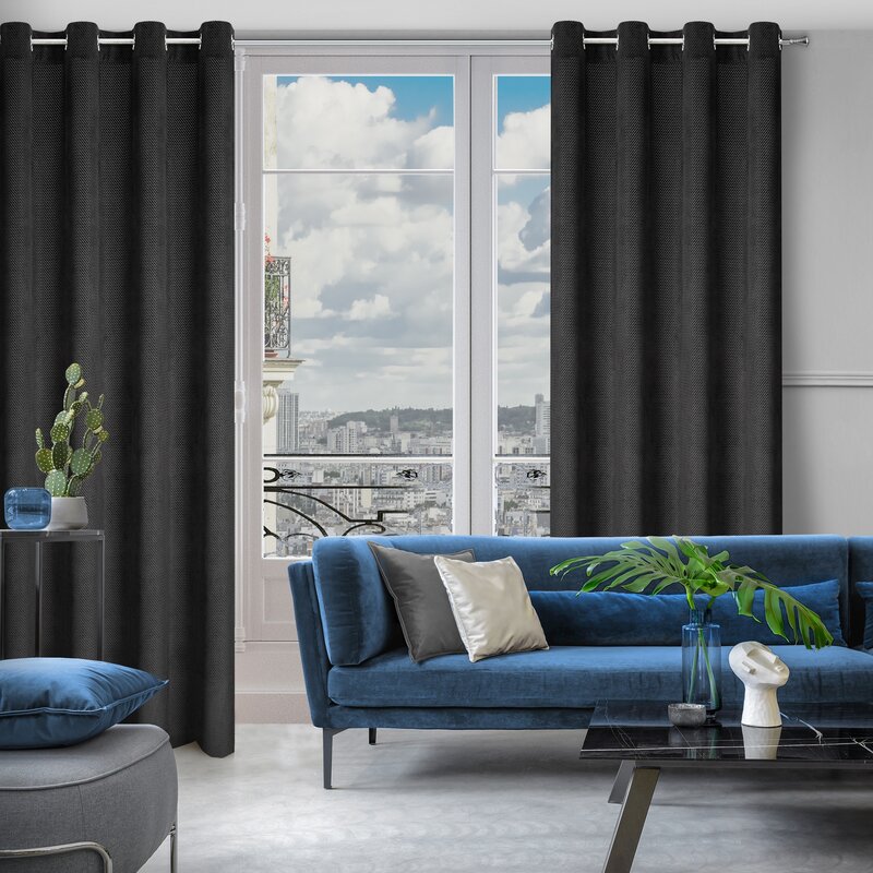 Zasłona gotowa Eliza czarna 140 X 250 cm – welwetowa do salonu