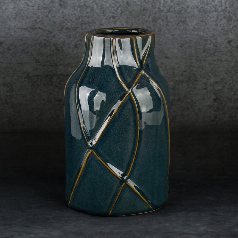 Wazon ceramiczny TEO turkusowy fi 14 x 22 cm – na susze i kwiaty