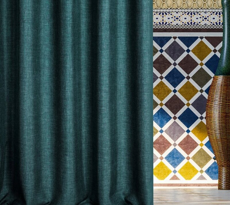 Zasłona gotowa TC/MOROCCO ciemnoturkusowa 140x250 – zaciemnia i chroni