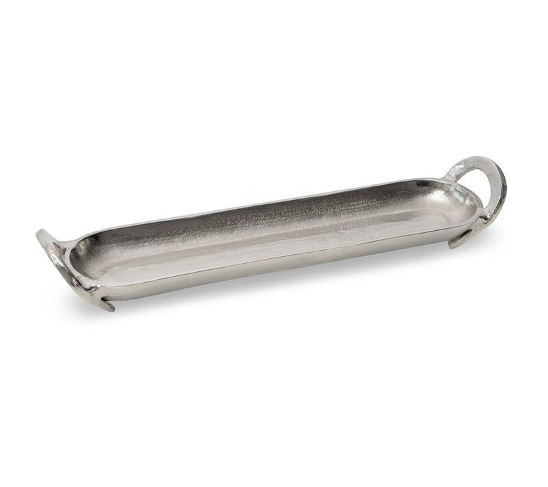 Patera metalowa CM/SARA/TAC/01 srebrna 45x10 cm – idealna na przekąski
