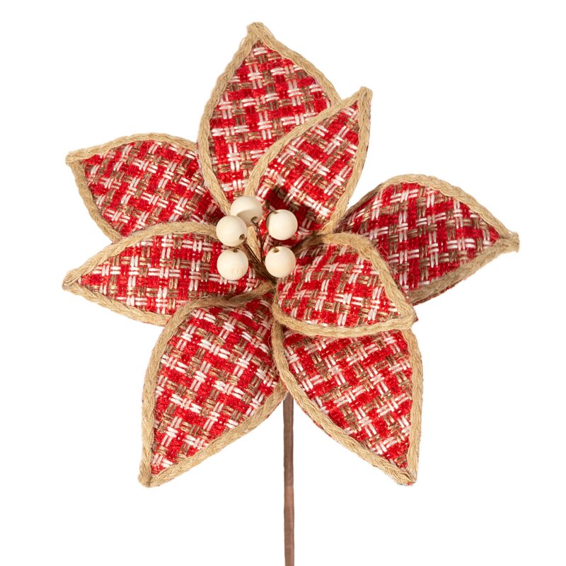 Kwiat bożonarodzeniowy czerwony 29 x 15 cm – piękna dekoracja świąteczna