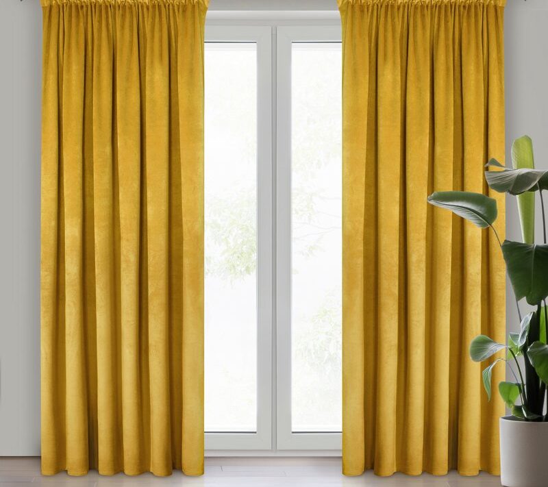 Zasłona gotowa musztardowa 140 x 270 cm – wprowadza przytulność