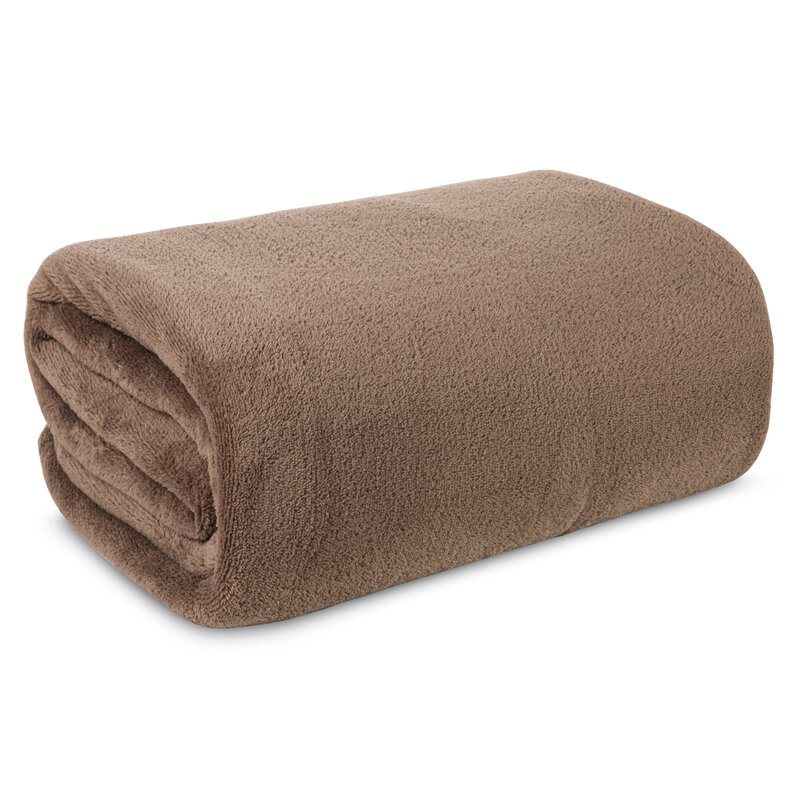 Koc flanelowy beżowy 150 x 200 cm – miękki i ciepły