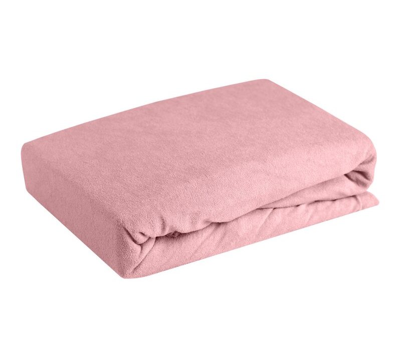Prześcieradło frotte pudrowy róż 160x200 cm – miękkie i przytulne