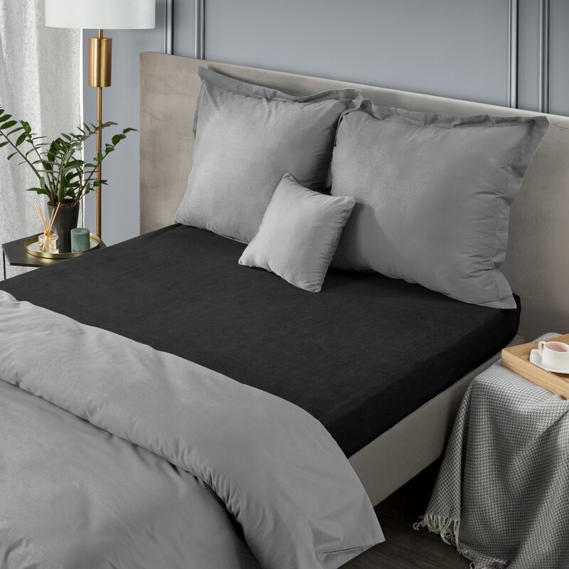 Prześcieradło frotte czarne 160x200 cm – miękkie i trwałe