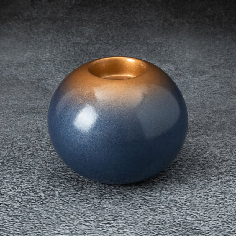 Świecznik ceramiczny Nessa niebieski 12 x 11 cm – tworzy przytulną atmosferę