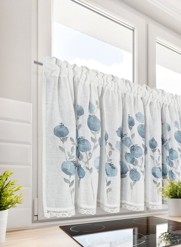 Firana gotowa Pola biała 150 X 60 cm – do kuchni i jadalni