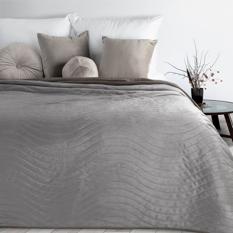Narzuta welurowa Luiz10 srebrna 200 x 220 cm – doda przytulności