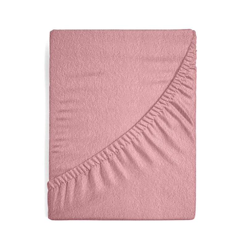 Prześcieradło frotte pudrowy róż 180x200 cm – miękkie i otulające
