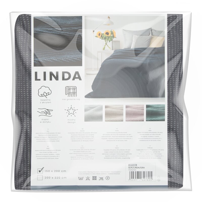 Koc Linda granatowy 200X220 – miękki i otulający