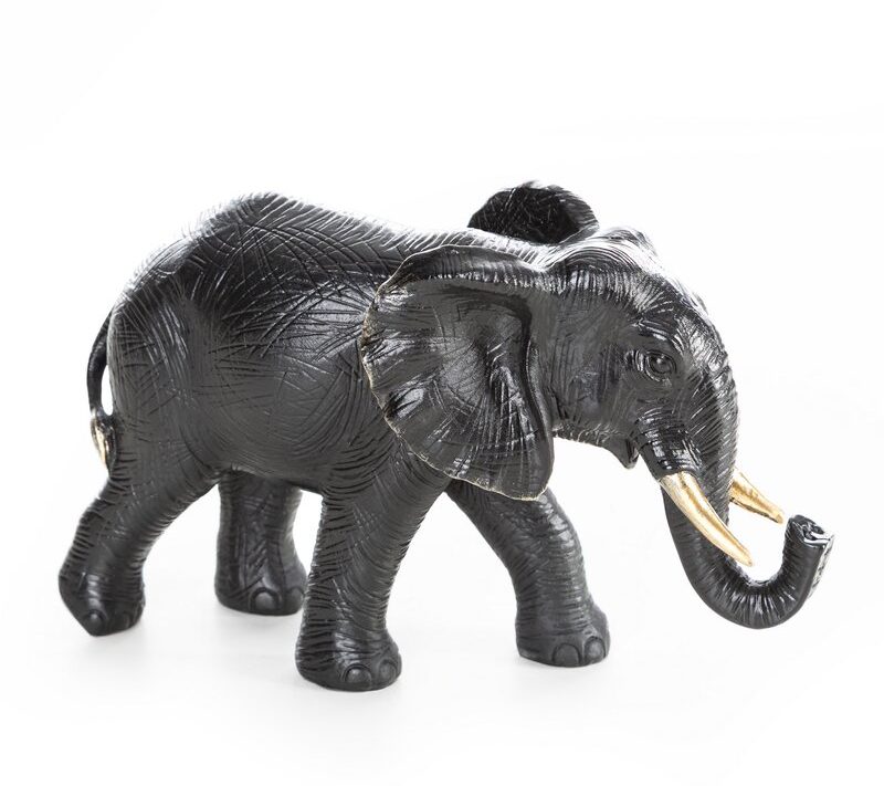 Figurka ceramiczna słoń OLI czarna 20 X 7 X 12 CM – egzotyczny akcent wnętrza