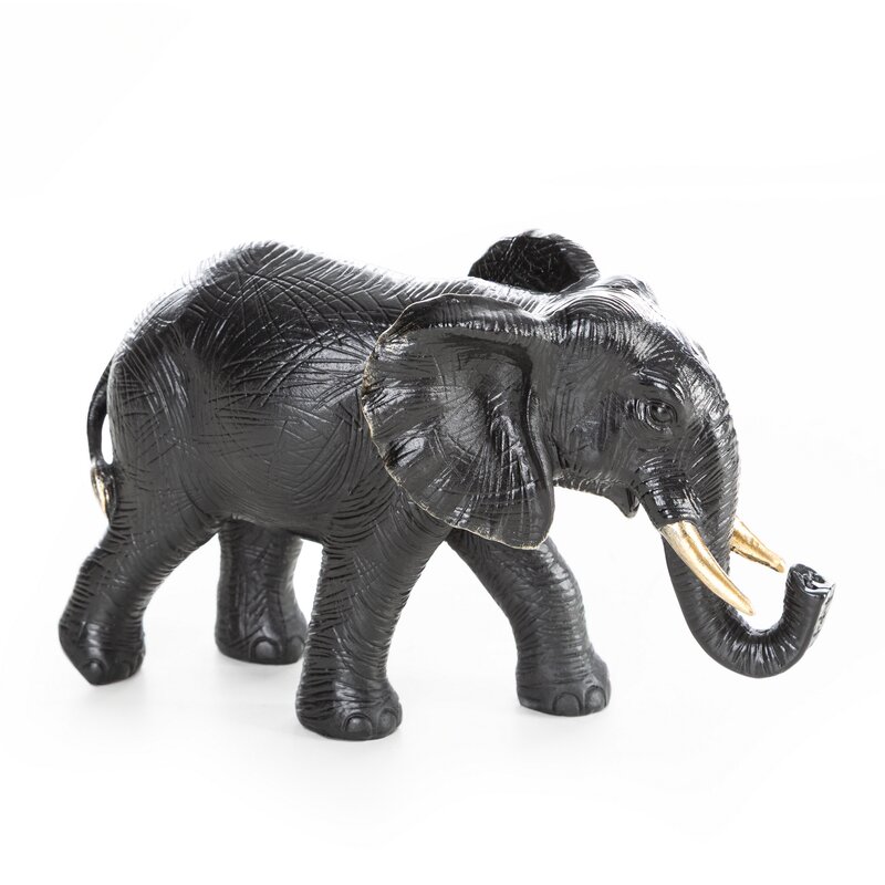 Figurka ceramiczna słoń OLI czarna 20 X 7 X 12 CM – egzotyczny akcent wnętrza