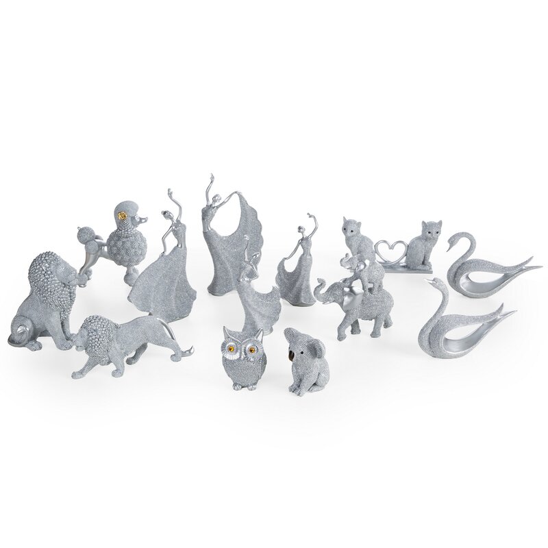 Figurka ceramiczna Eldo srebrna 14 X 7 X 26 cm – dodaje blasku wnętrzu