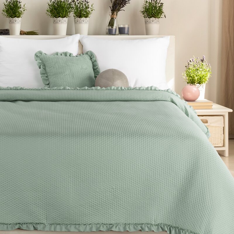 Narzuta D91 Falbanka szałwiowa 240 X 220 cm – miękka microfibra