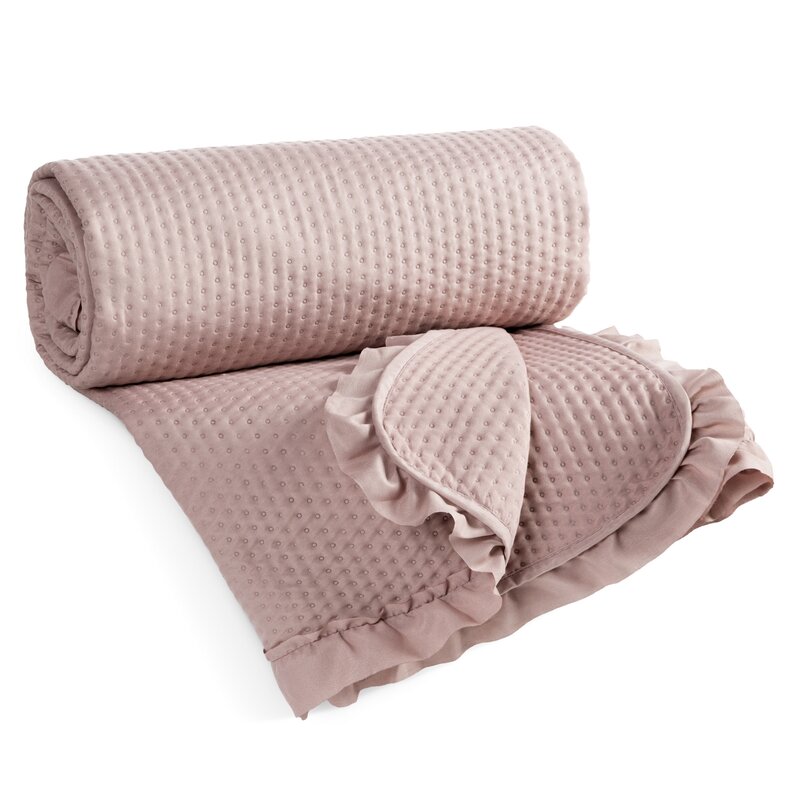 Narzuta D91 Falbanka pudrowa 240 X 220 CM – stylowa i przytulna