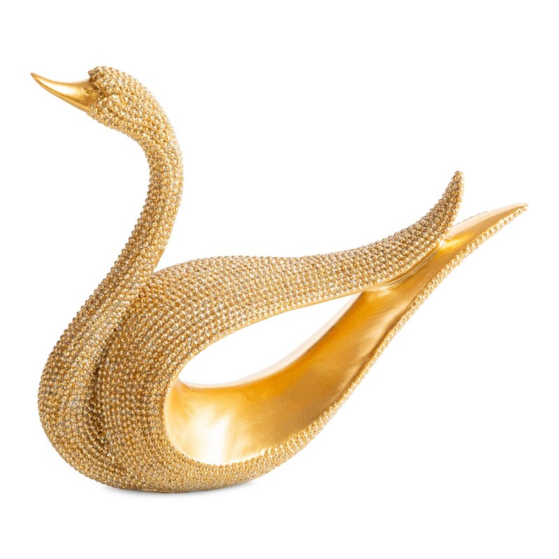 Figurka ceramiczna łabędź Eldo złota 18 X 6 X 15 CM – na komodę i biurko