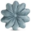 Poszewka welwetowa Flores niebieska Ø 40 cm – kwiatowy kształt