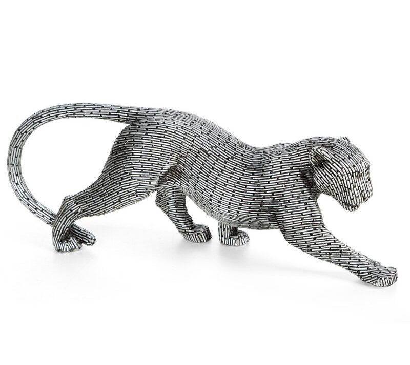 Figurka ceramiczna ZURI srebrna 34 X 8 X 12 CM – do nowoczesnych wnętrz