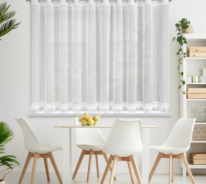 Firana gotowa Kiara biała 350 X 150 CM – z ozdobną obszywką