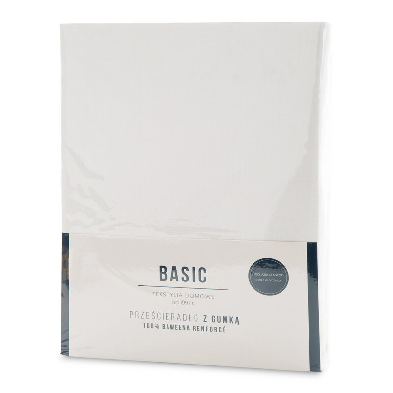 Prześcieradło z gumką Basic białe 220 X 200 X 30 CM – delikatne dla skóry
