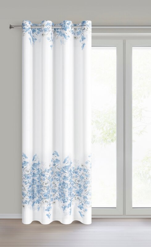 Zasłona gotowa NOA biała 140 X 250 CM – świeży kwiatowy wzór