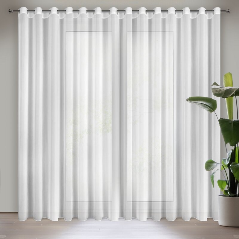 Firana gotowa szyfonowa Dalia biała 350 X 250 CM – gładka i lekka