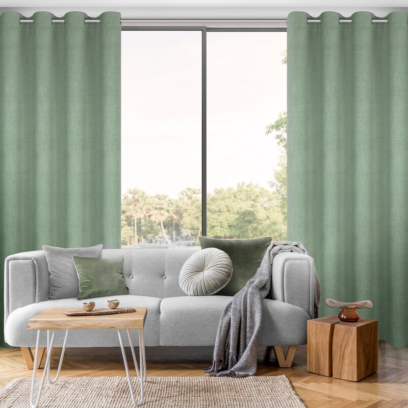 Zasłona gotowa Linda zielona 140 X 250 CM – naturalny splot