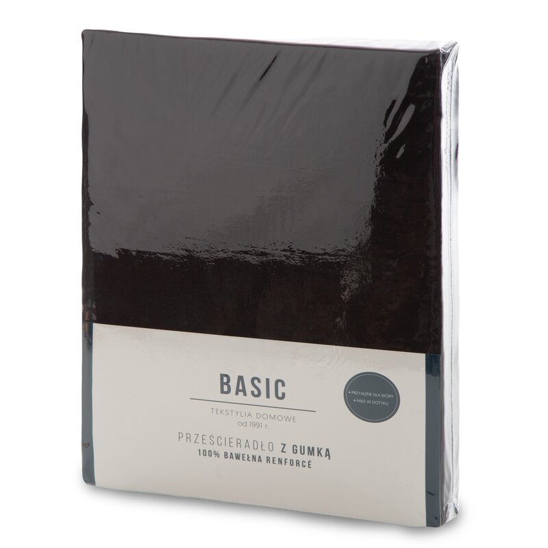 Prześcieradło z gumką Basic czarne 220 X 200 X 30 CM – stabilne dopasowanie