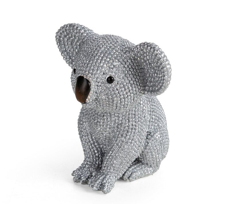 Figurka dekoracyjna Eldo srebrna 10 X 8 X 11 CM – fakturowana koala