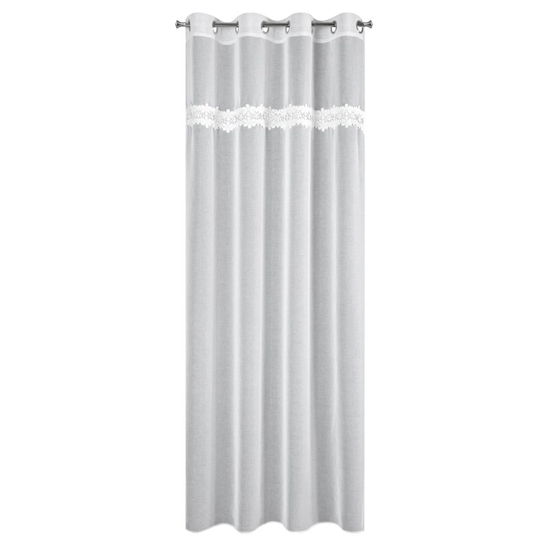 Firana gotowa Kaja biała 140 X 250 cm – zdobiona obszywką