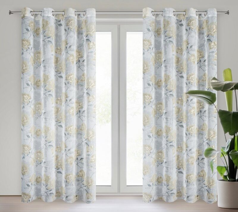 Firana gotowa Inari srebrna 140 X 250 cm – subtelny kwiatowy wzór