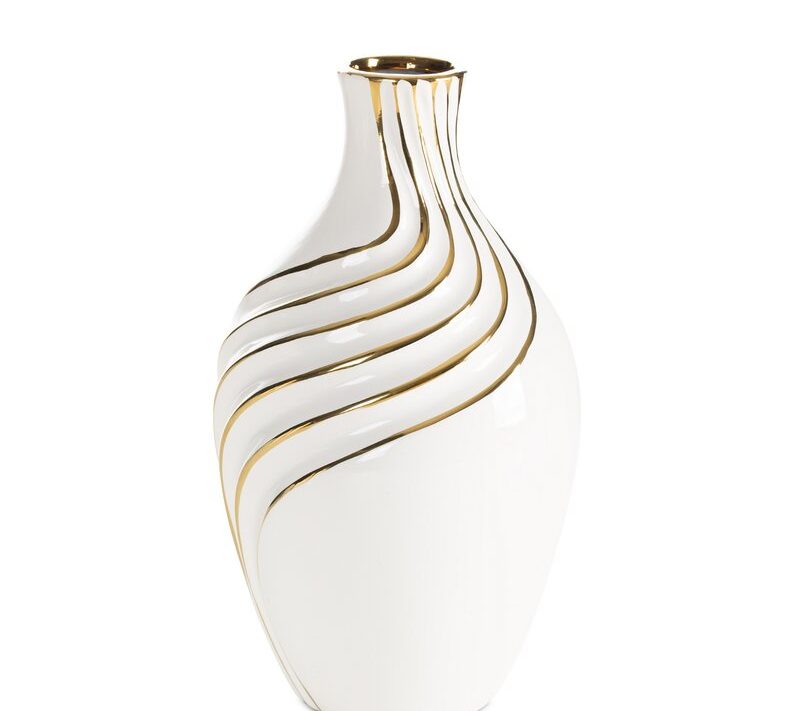 Wazon ceramiczny Estela (02) biały 14 X 14 X 25 CM – na kwiaty i suszki