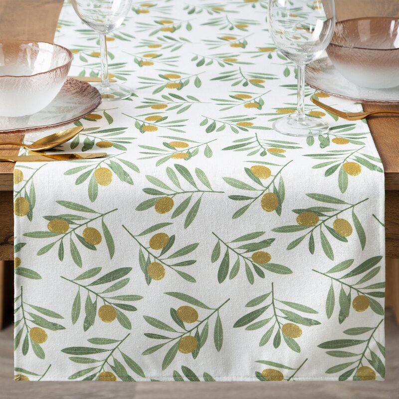 Obrus Erin biały 40 X 140 CM – z motywem oliwnym
