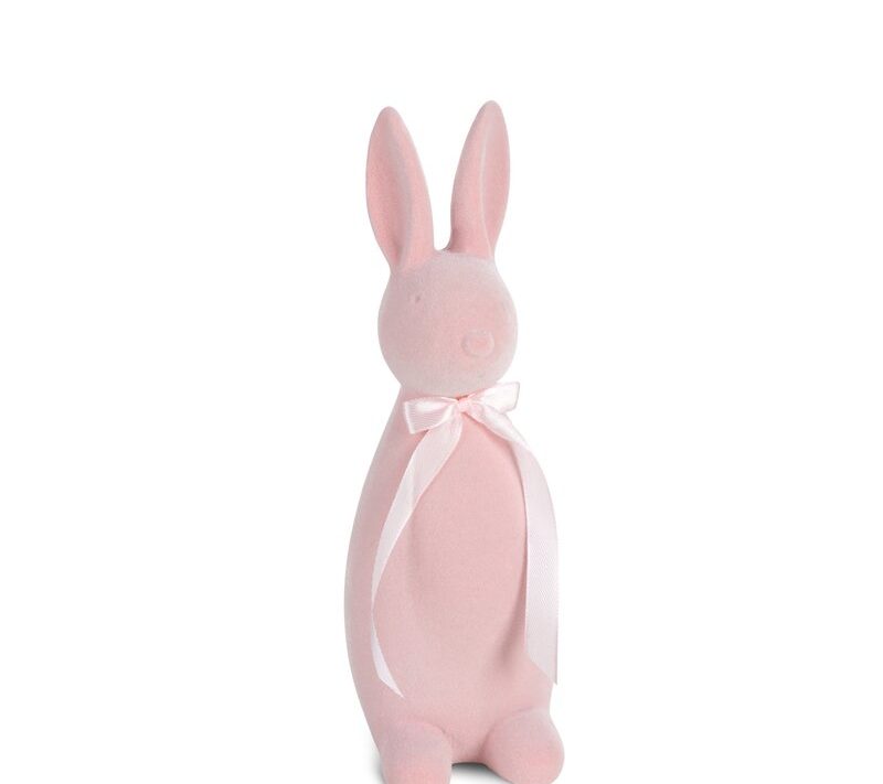 Figurka zajączka jasnoróżowa 7X10X22 – na stroik wielkanocny