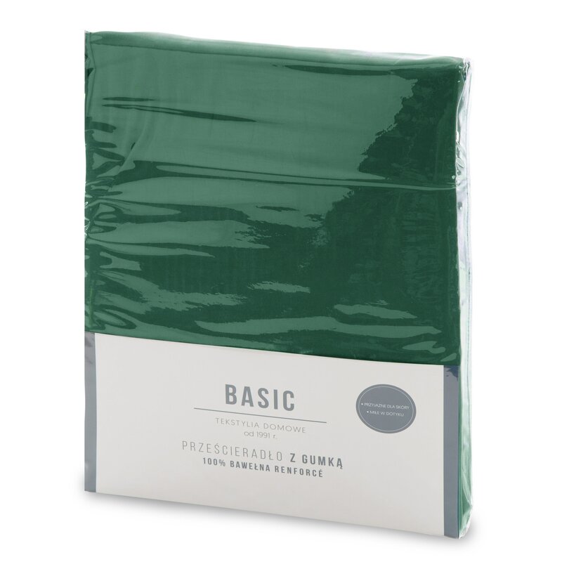 Prześcieradło z gumką Basic butelkowy zielony 100 X 200 X 30 CM – elastyczne i trwałe