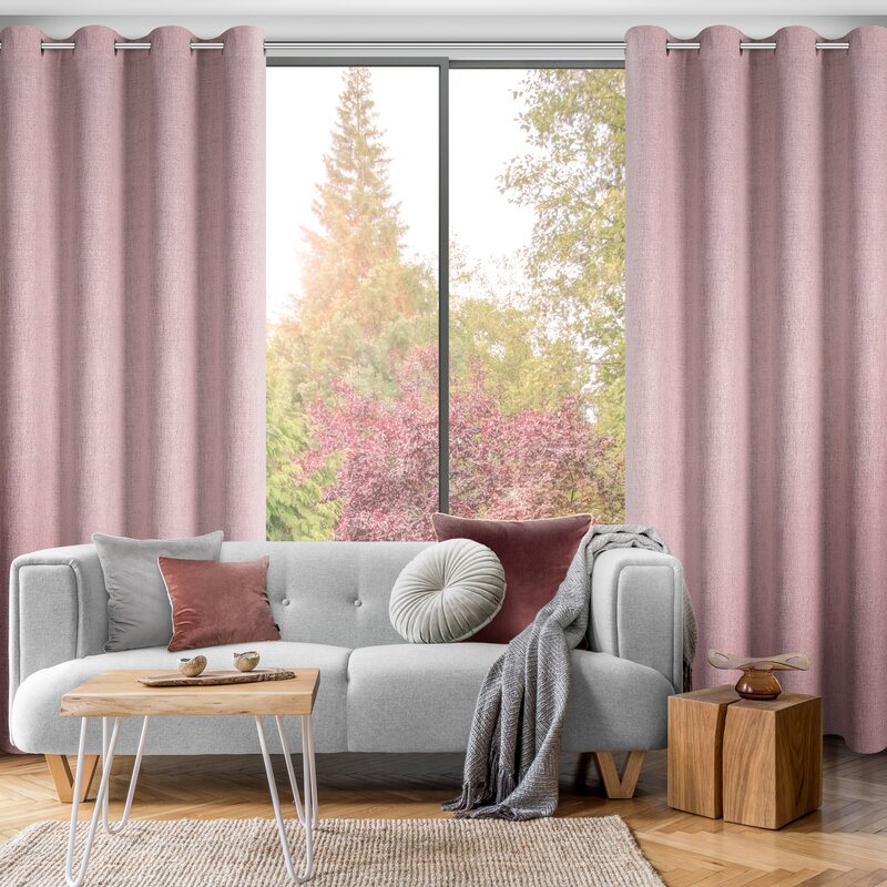 Zasłona gotowa Linda różowa 140 X 250 CM – o naturalnym splocie
