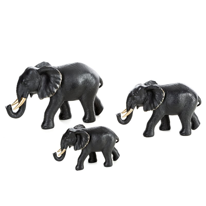 Figurka ceramiczna słoń OLI (01) czarna 39 X 15 X 24 CM – wyrafinowany akcent wnętrza