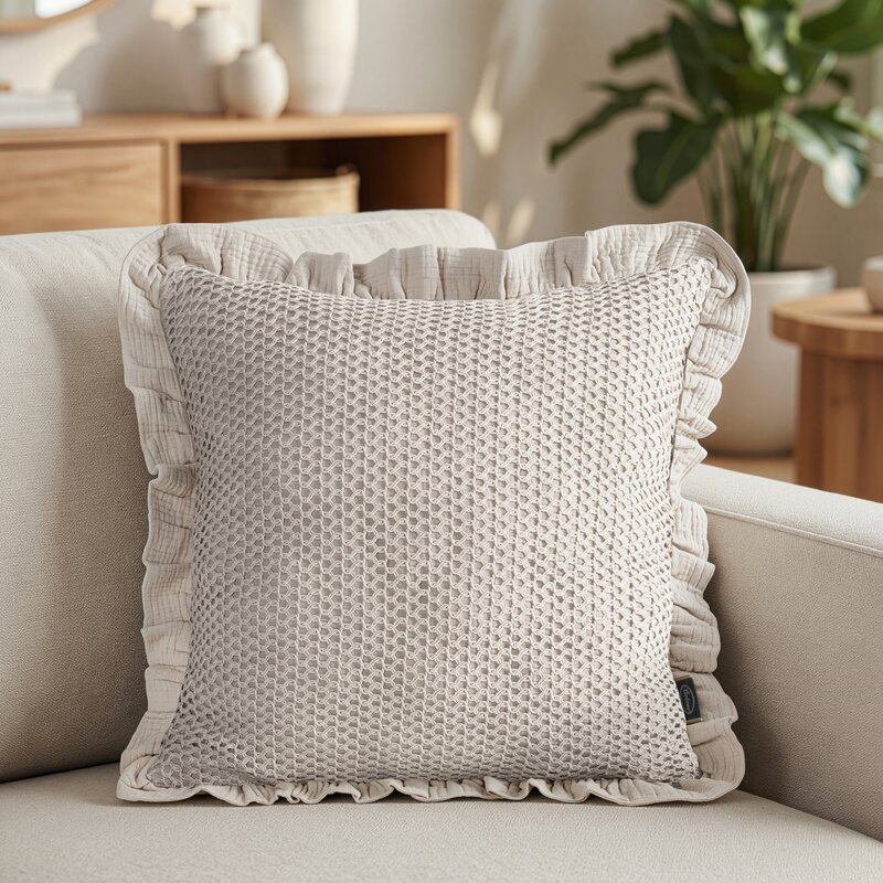 Poszewka Muslin beżowa 45 X 45 cm – miękka i delikatna