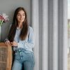 Zasłona gotowa Linda stalowa 140 X 250 CM – naturalny splot