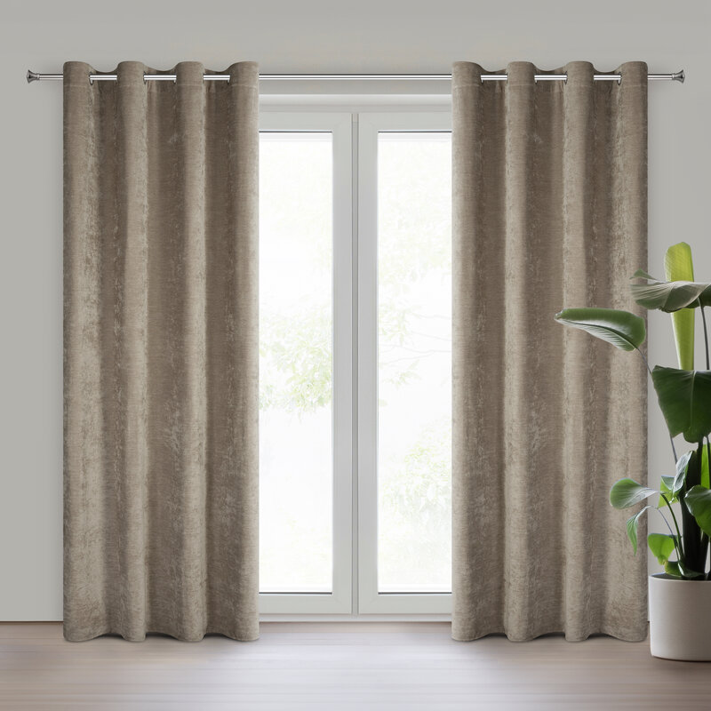 Zasłona gotowa VANI ciemnobeżowa 140 X 250 CM – o szenilowej strukturze