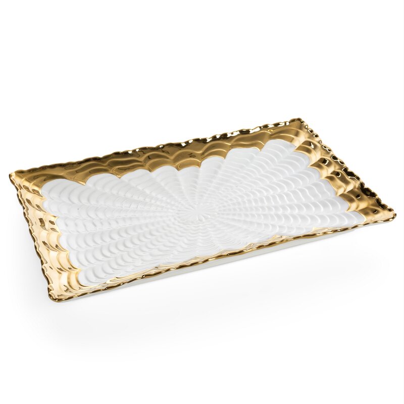 Patera dekoracyjna Ester (02) biała 32 X 19 X 3 CM – do stylowych aranżacji