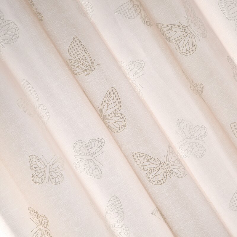 Zasłona gotowa D91 MARIPOS różowa 140 X 250 CM – z motywem motyli