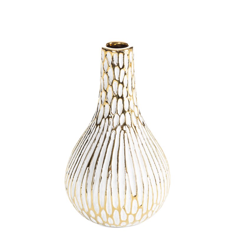 Wazon ceramiczny Andrea (02) biały O 12 X 20 CM – na suszone kwiaty