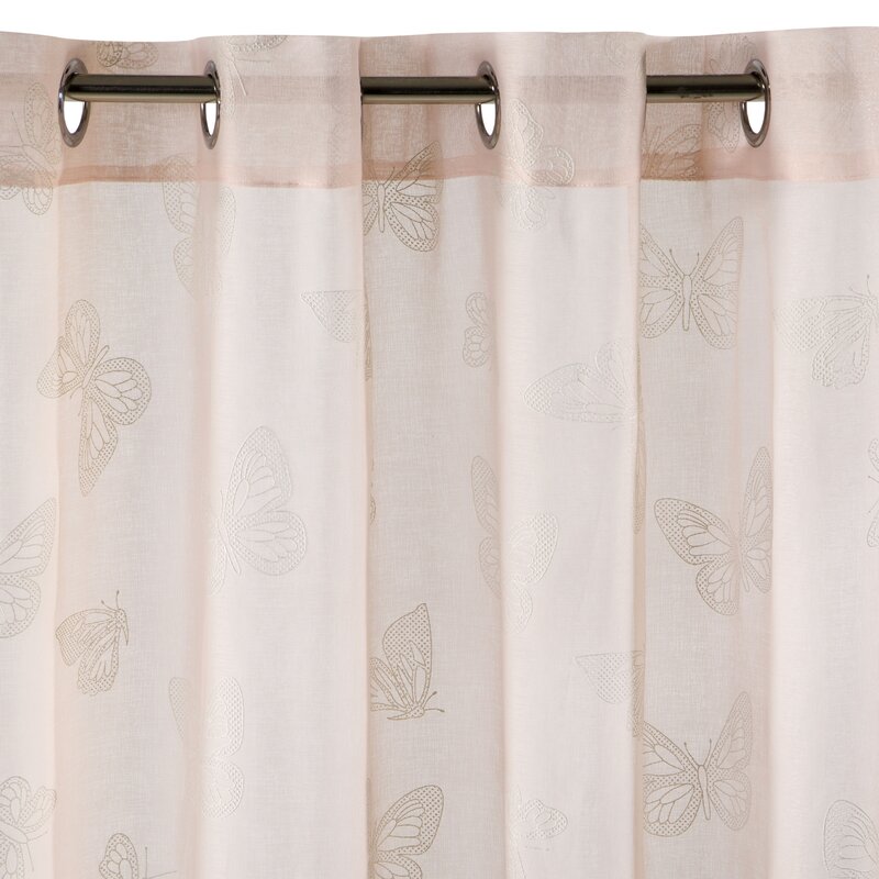 Zasłona gotowa D91 MARIPOS różowa 140 X 250 CM – z motywem motyli