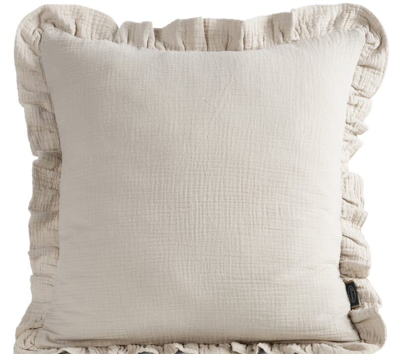 Poszewka Muslin z falbanką beżowa 45 X 45 CM – przytulna i miękka