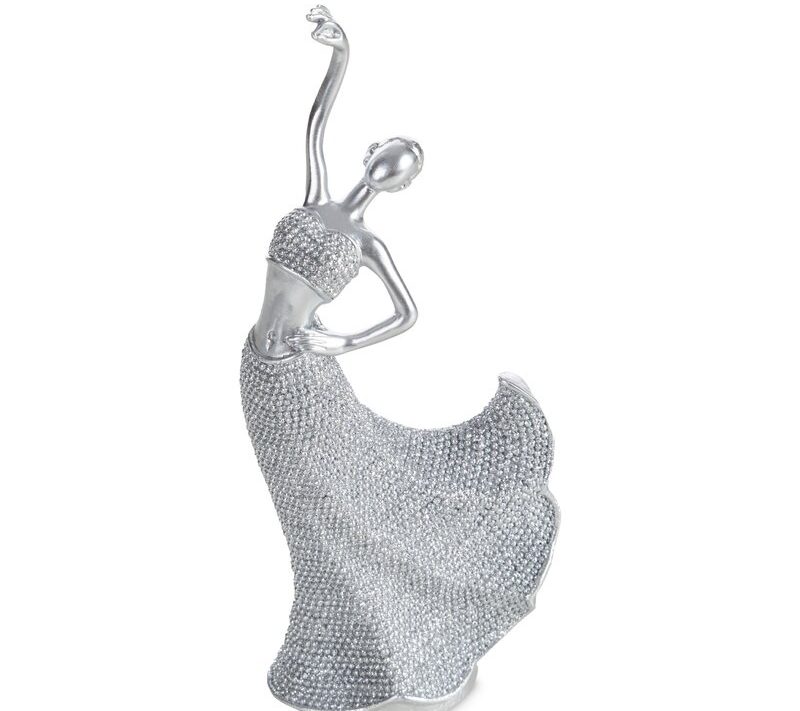 Figurka ceramiczna Eldo srebrna 8 X 5 X 20 CM – z subtelnym blaskiem